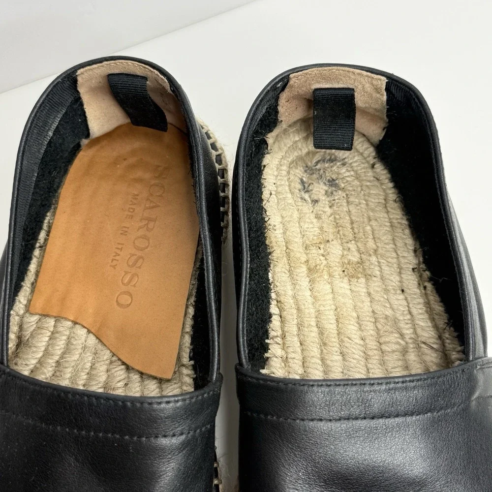 Scarosso Black Leather Espadrilles Size 36‎ (US 6) Minimalist Casual Resort